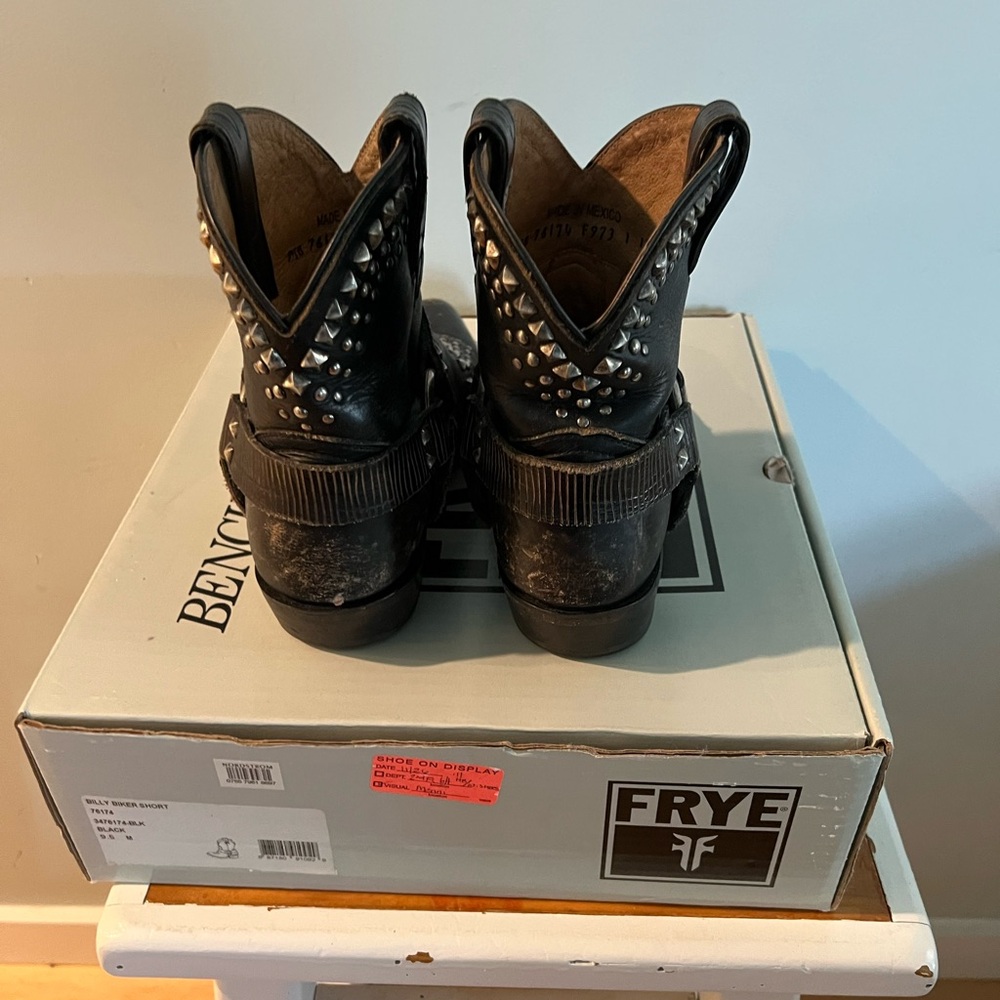 Frye Black Billy Biker Short Boots - Picture 4 of 8